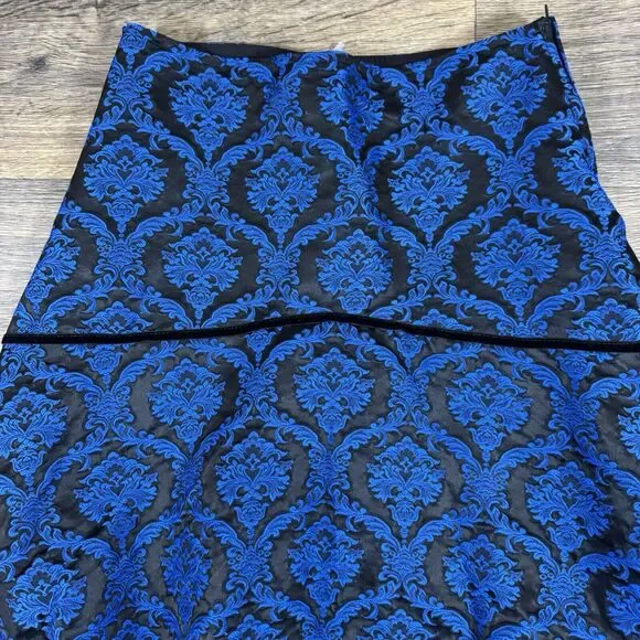 Shrine Of Hollywood Tapestry Vintage Goth Black Blue Maxi Skirt Sz S Long